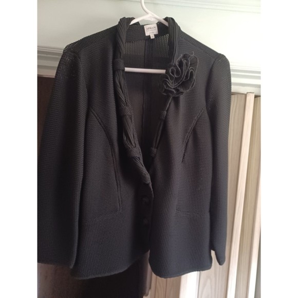 Armoni Collezioni womens open knit cardigan Nylon Elastane size 12 black - Picture 1 of 11